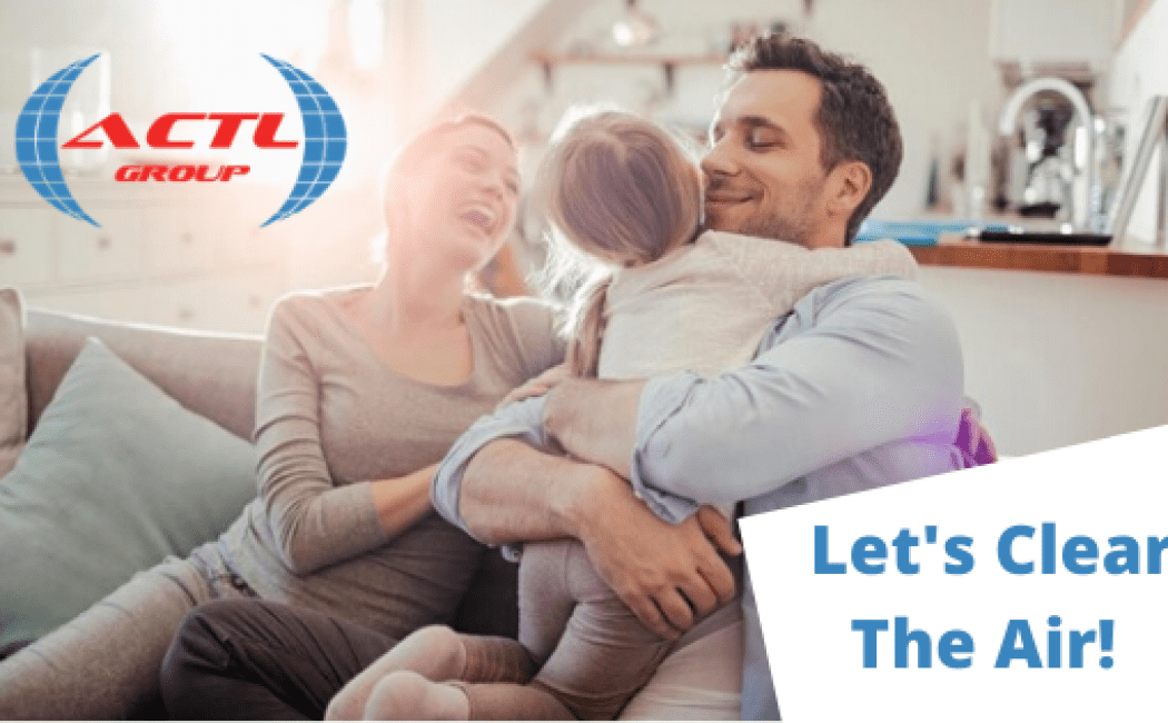 Lets-Clear-The-Air by ACTL with happy family sit on together on the living room